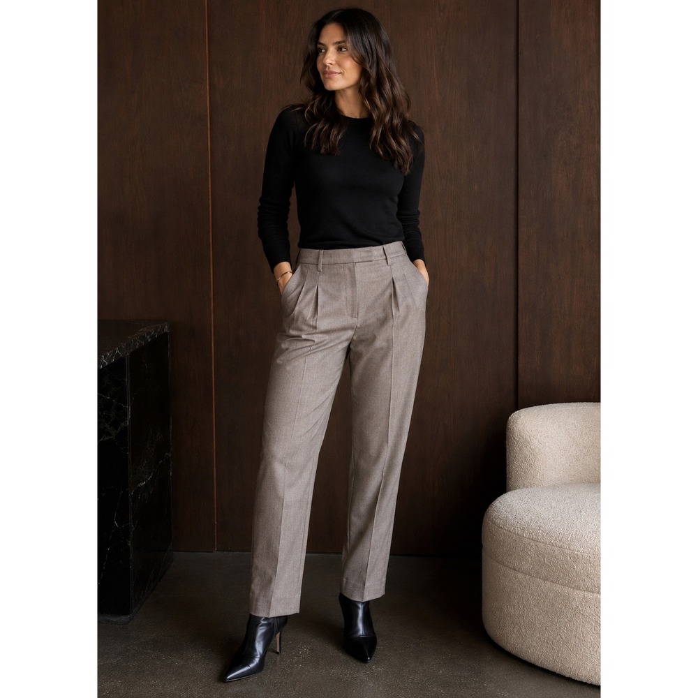 PT01 Charlotte Women's Pleated Wool Trousers Gray Italian Size 40 NWT